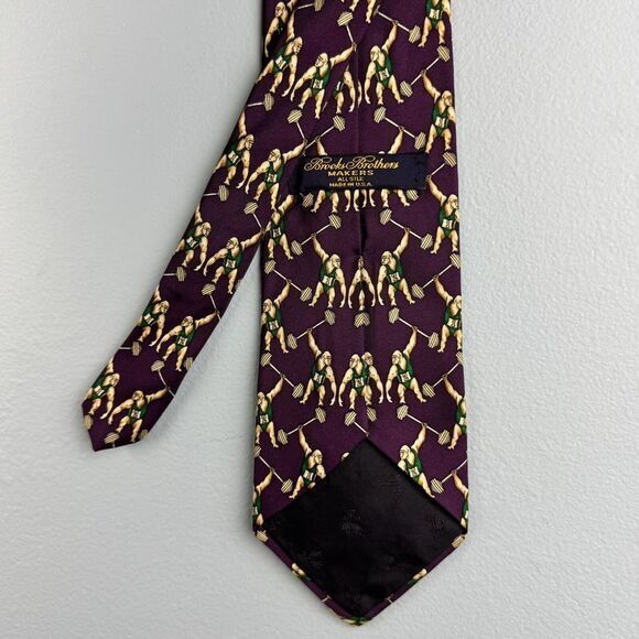 Vintage Brooks Brothers MAKERS 4" Neck Tie Purple Weightlifting Gorillas‎ Silk - Picture 1 of 4